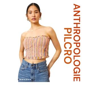 ANTHROPOLOGIE PILCRO Rainbow Smocked Crop Top, Size M.